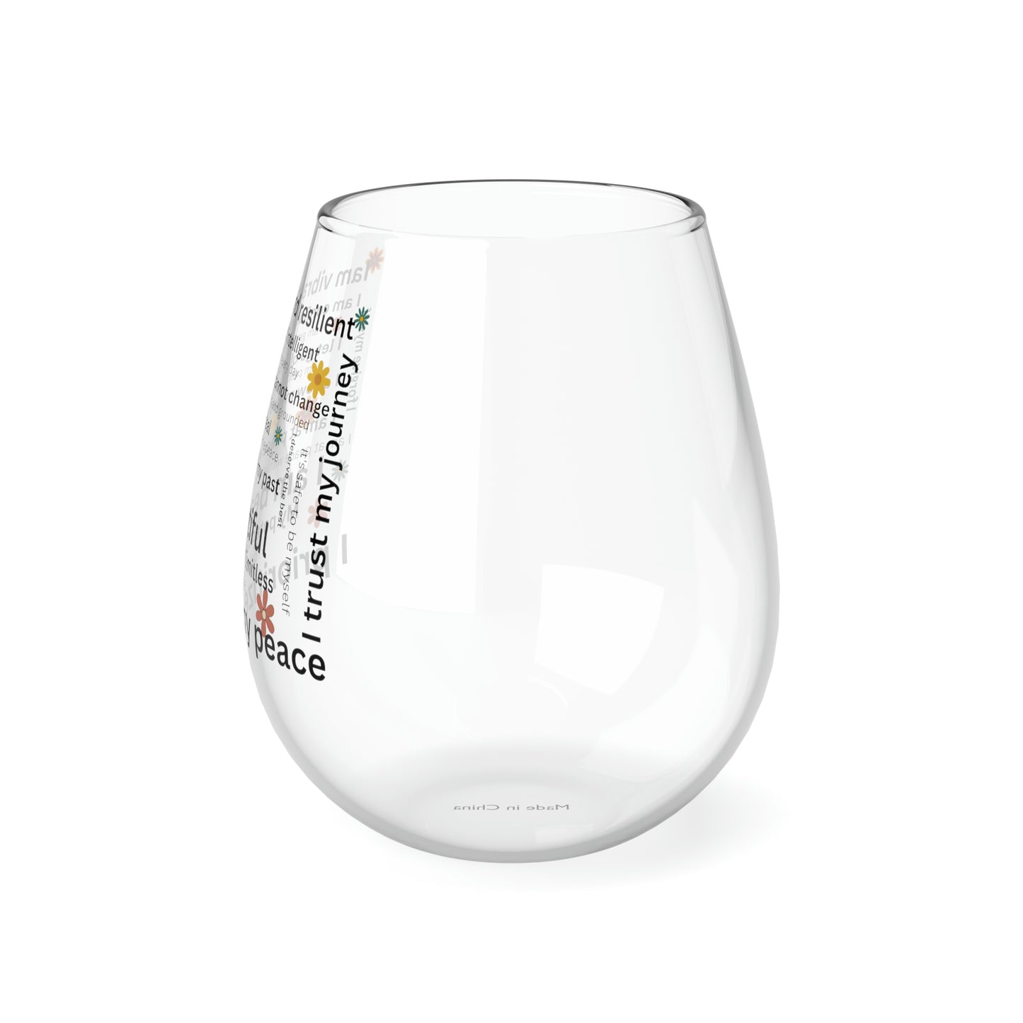 Healing Affirmation Wine Glass | Stemless Wine Glass, 11.75oz