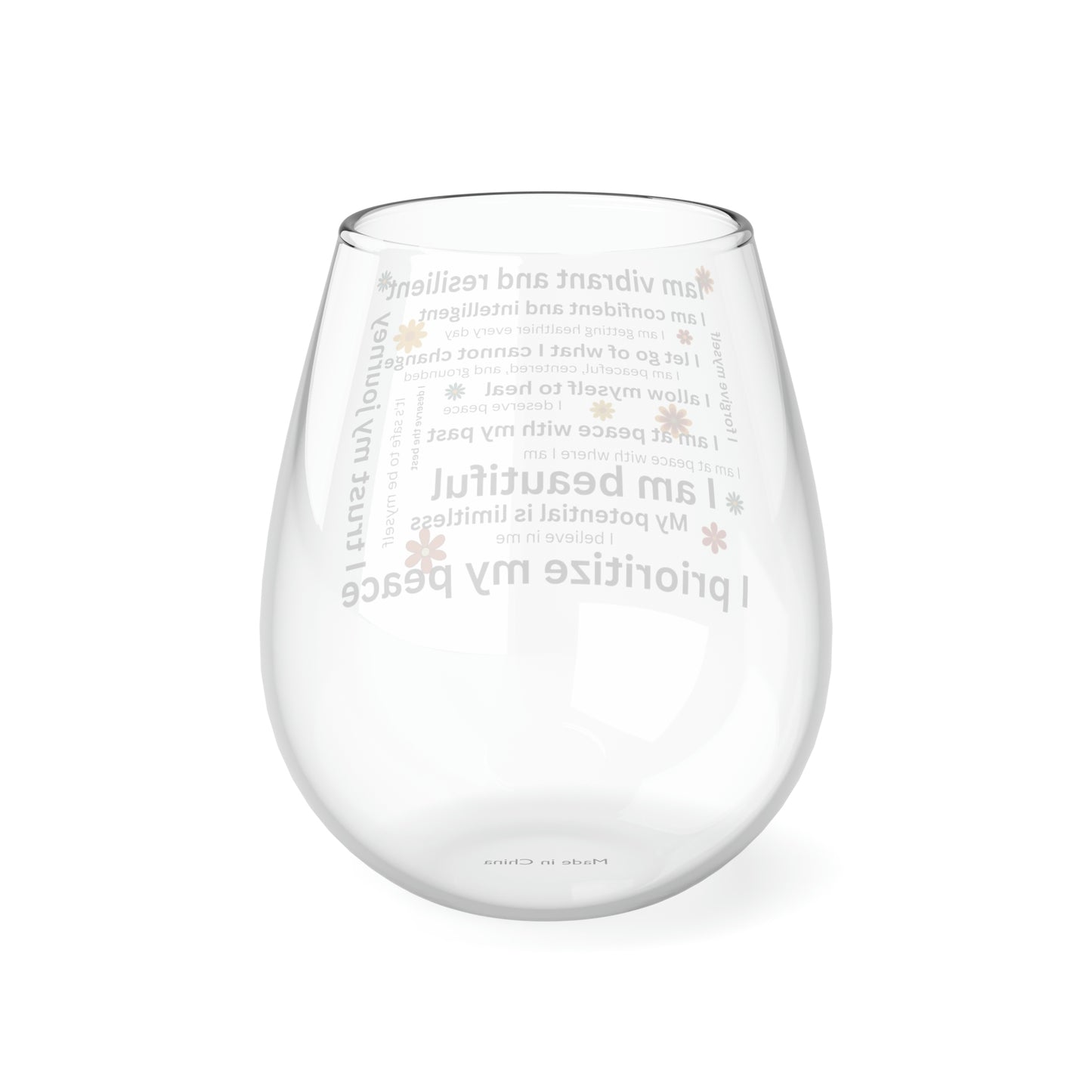 Healing Affirmation Wine Glass | Stemless Wine Glass, 11.75oz